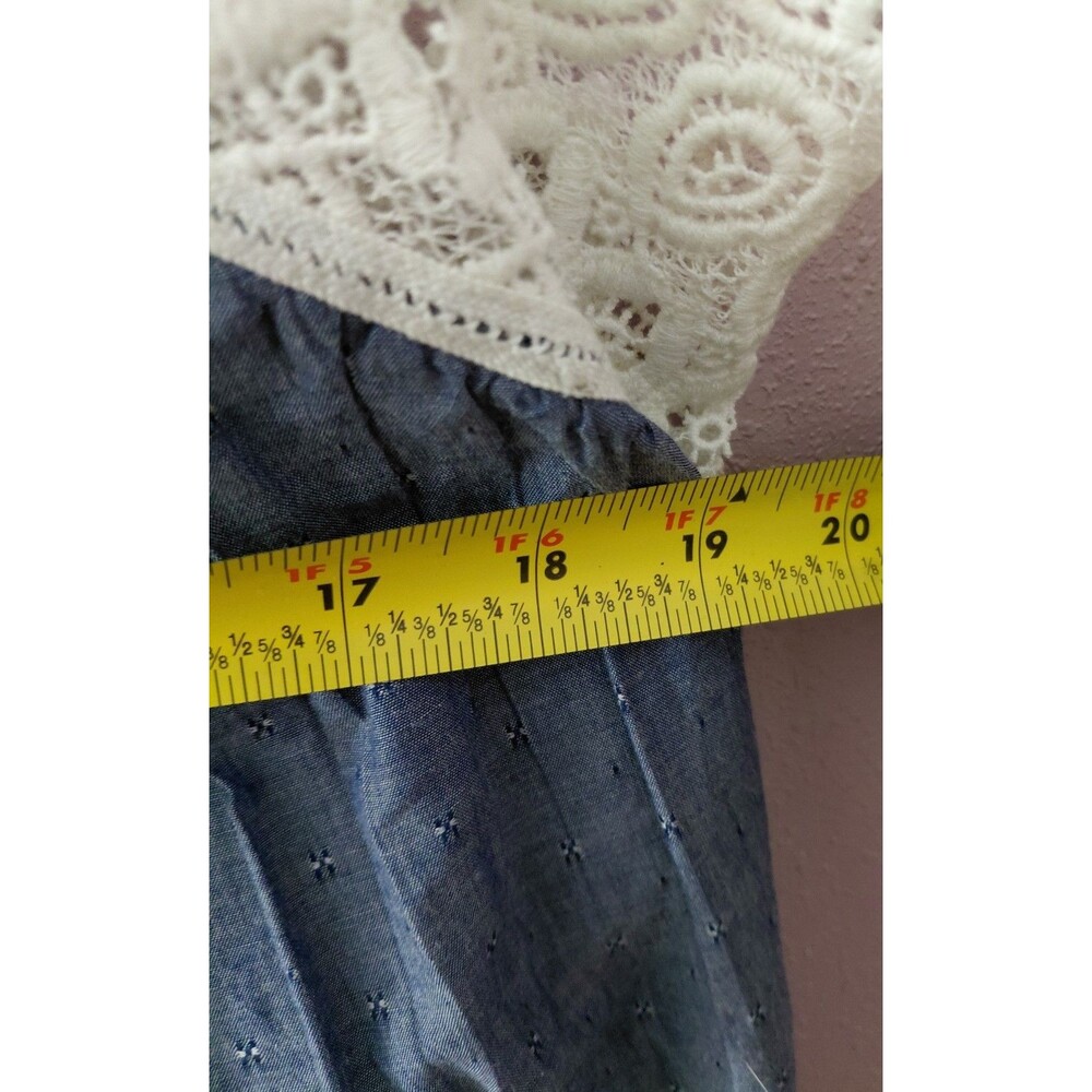 Sundance Chambray Lace Trim Adjustable Straps Tank Top Size Large - Picture 10 of 11